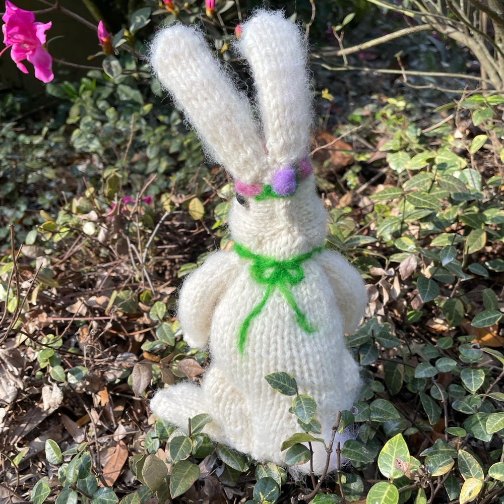 Hand crafted knit and needle felted bunny rabbit unique original handmade - Picture 15 of 16